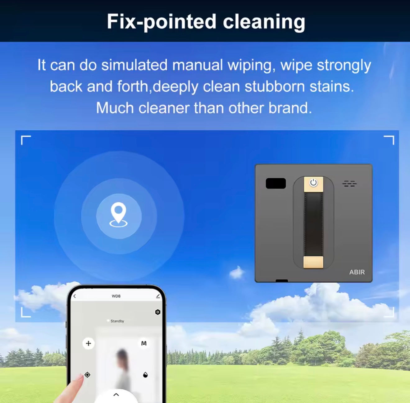 ABIR WD8 Robot Window Vacuum Cleaner with Dual Water Spray