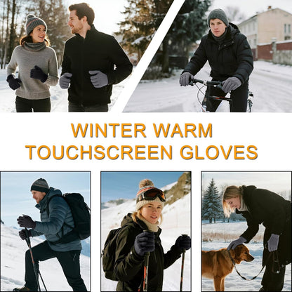 Thermal Winter Gloves Men Women, Warm Fleece Touchscreen Gloves, Knit Stretchy Anti-Slip Gloves for Driving Running Cycling Work