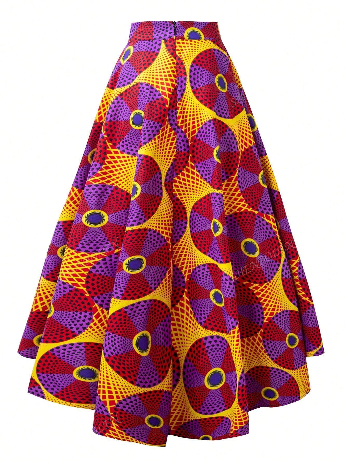 Women's African Ankara Wax Print Skirt