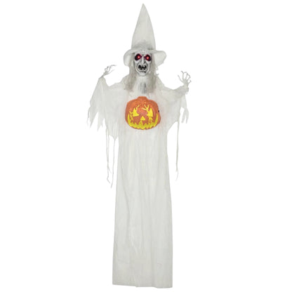 HOMCOM 6ft 170cm Animated Hanging Skeleton Witch Halloween Decoration