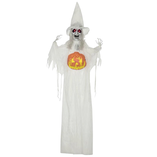 HOMCOM 6ft 170cm Animated Hanging Skeleton Witch Halloween Decoration