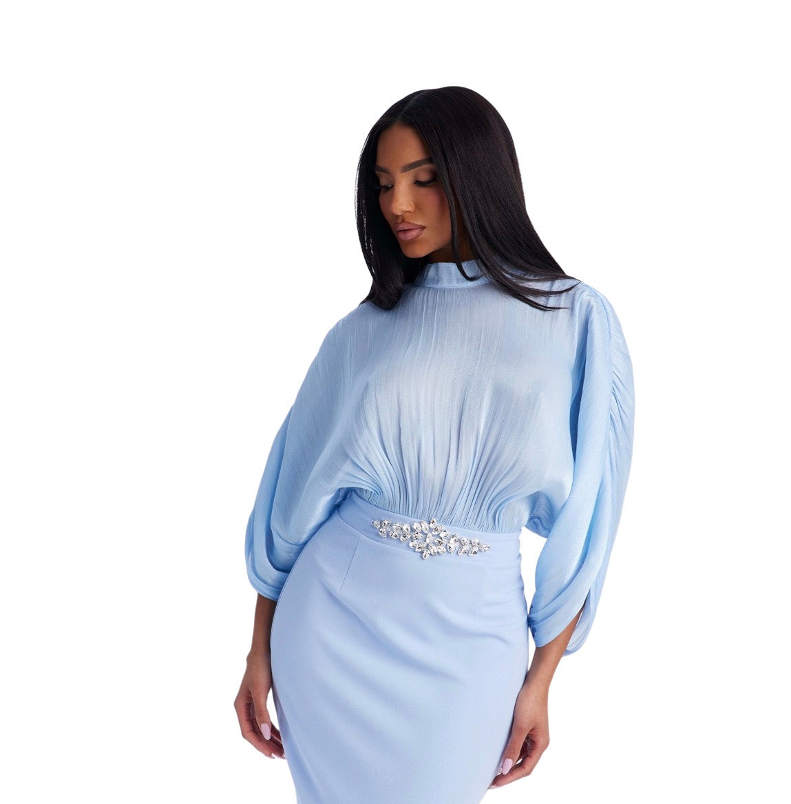 Chelsea Long Sleeve Midi Dress Blue