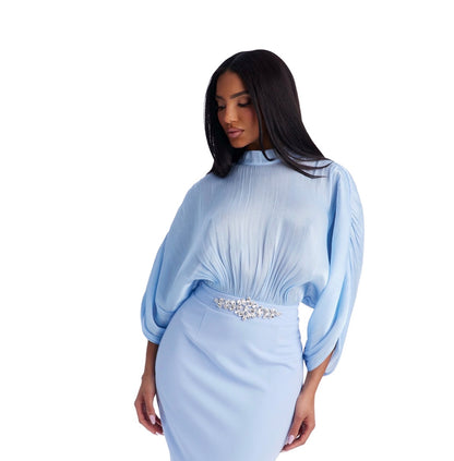 Chelsea Long Sleeve Midi Dress Blue