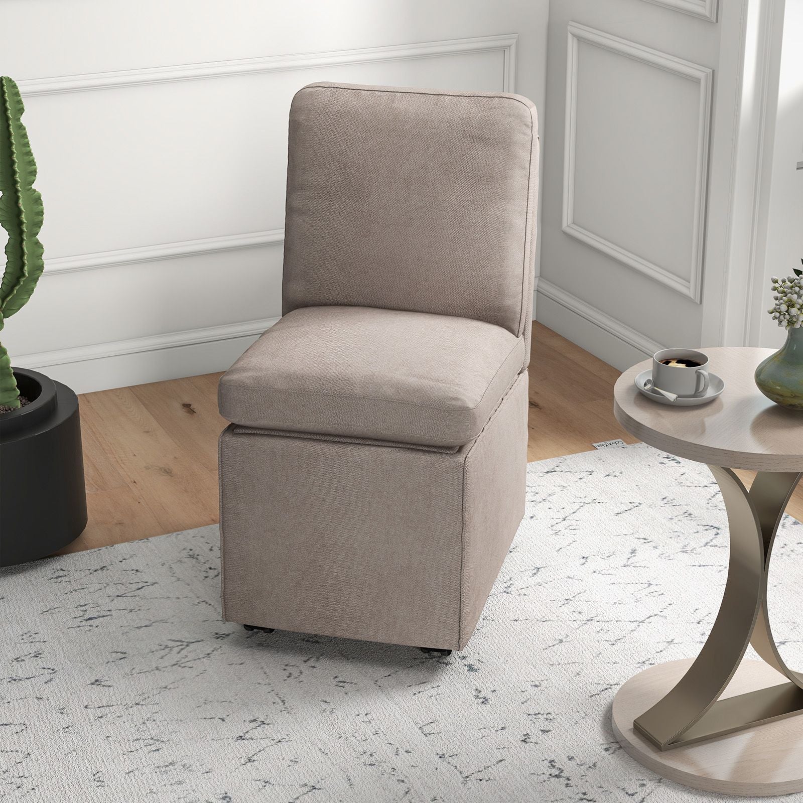 Stylish Grey Armless Accent Chair with Hidden Storage and Comfortable Cushions