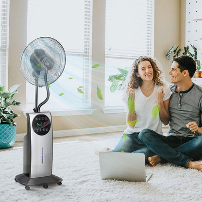 HOMCOM Pedestal Fan with Water Mist Spray 3.1L Tank