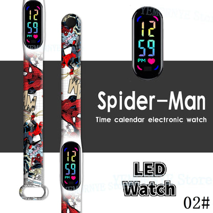 Disney Spider Man Children'S Cartoon Anime Character Luminous Bracelet Watch LED Touch Waterproof Clock Sports Gifts Christmas H