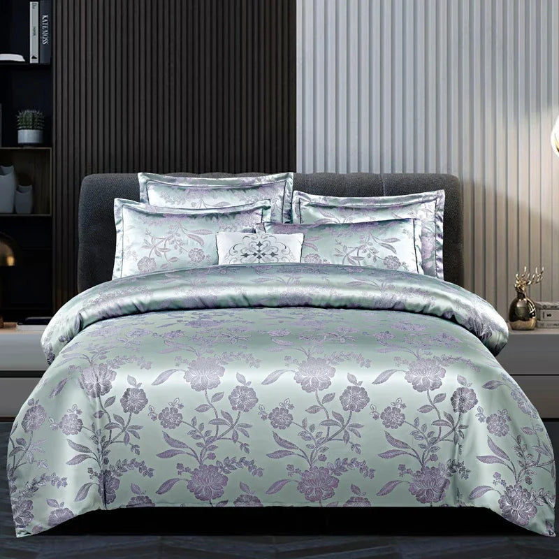 3Pcs Duvet Cover and Pillow Case Set No Filling,European Light Luxury Type Skin-Friendly Soft Fabric,For Family Bedroom Bedding