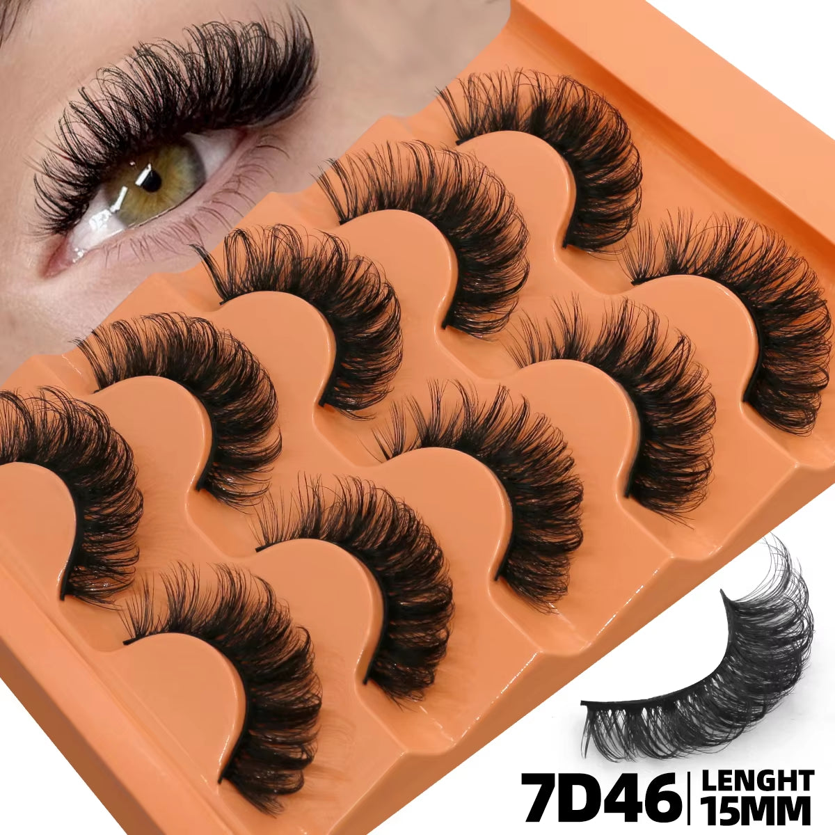 5 Pairs 8D Volume Fluffy False Eyelashes - Russian Strip Lash Extensions, Thick Soft Curly Makeup Lashes