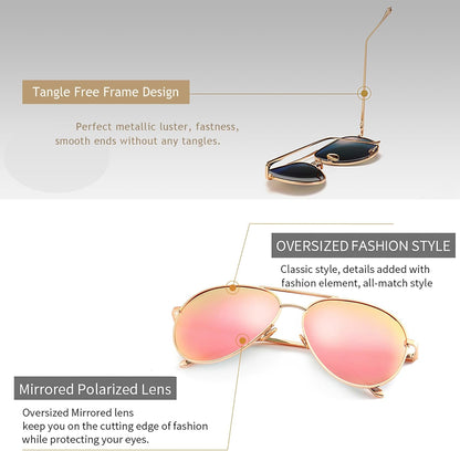 Women's Oversized Lightweight Fashion Sunglasses with Mirrored Polarized Lenses