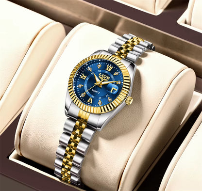 Fashion Woman Watch Stainless Steel Waterproof Auto Date Elegant Ladies Wristwatch Luxury Original Quartz Watch for Women