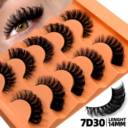 5 Pairs 8D Volume Fluffy False Eyelashes - Russian Strip Lash Extensions, Thick Soft Curly Makeup Lashes