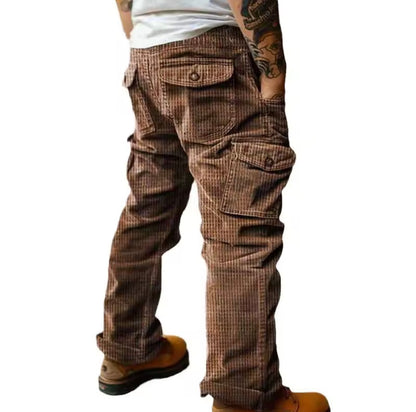 Spring Summer Stylish Straight Cargo Pants Men Casual Texture Corduroy Trousers For Men Daily Leisure Loose Pant Streetwear
