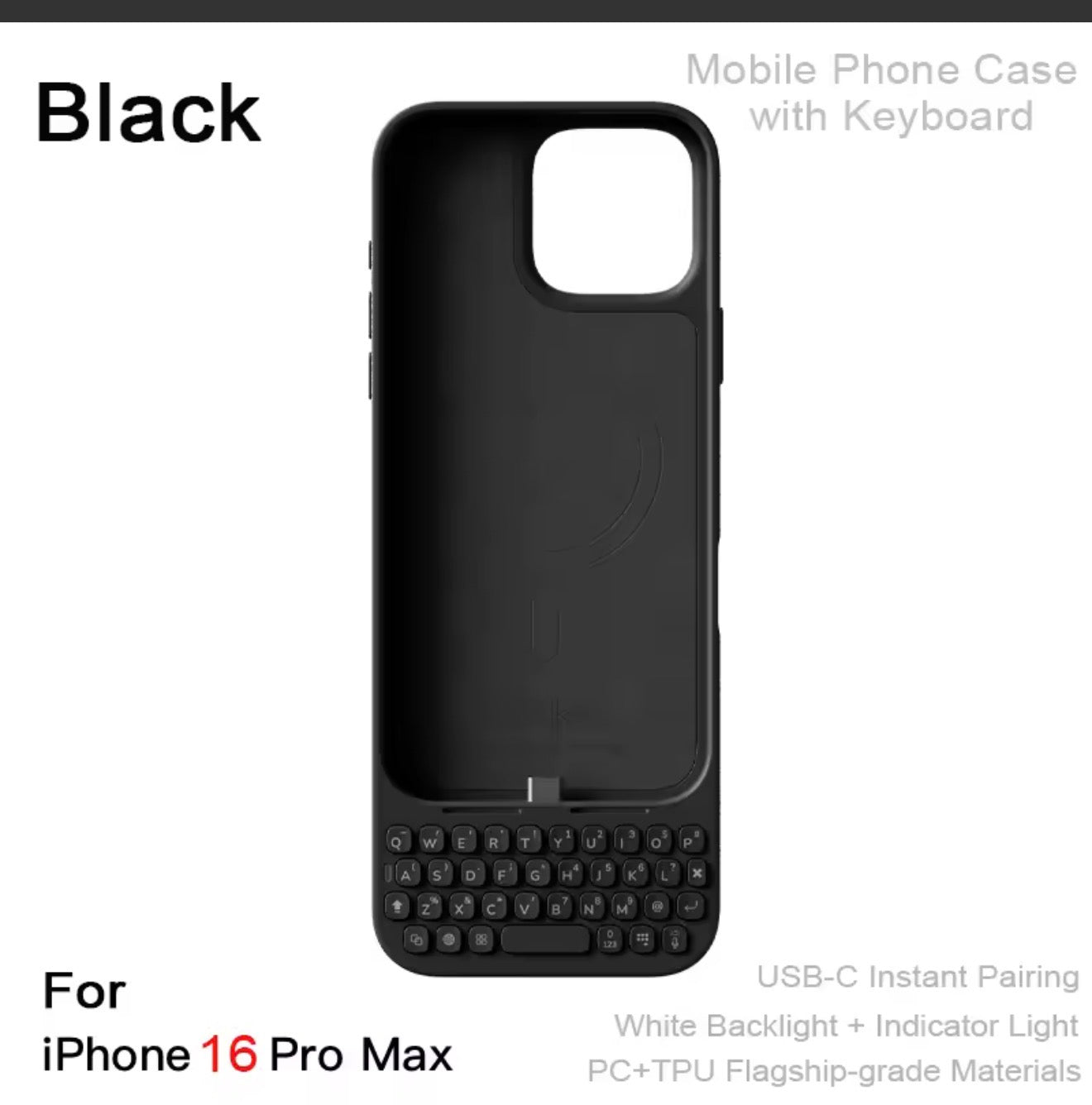 MetaKey Mobile Phone Case With Keyboard PU TPU with Magnetic Support 37 Keys Mini Phone Keyboard For iPhone 16Pro Max 17 Pro Max