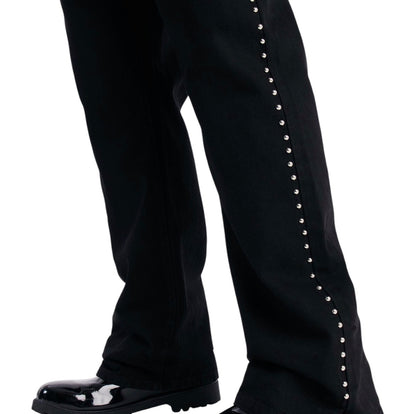 Stacked Slim Flare Iron Outlaw Slit Jeans Black