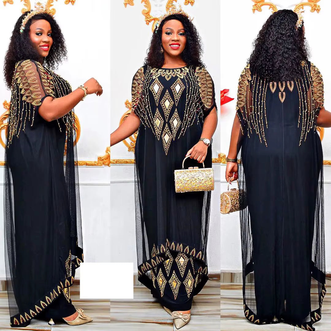 Customized Fashion Women'S Clothing from Turkey Pleat African Dresses for Woman Nigeria Wedding Gradient Ramp African Women Dres