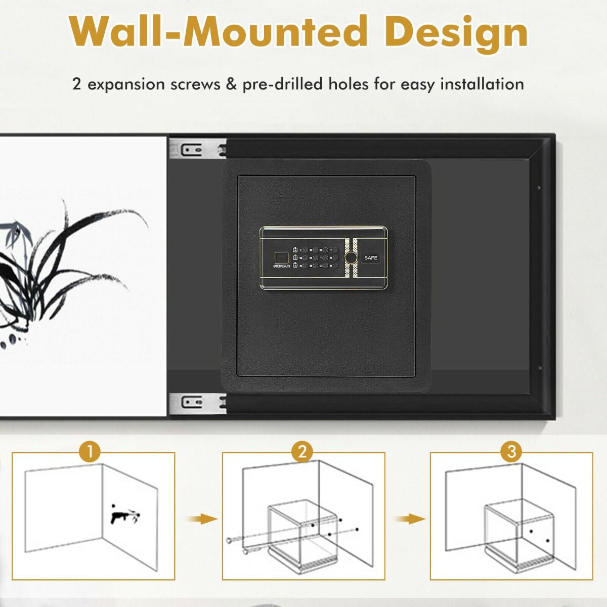 Electronic Safe with Triple Access Mechanisms for Secure Cash and Jewelry Storage