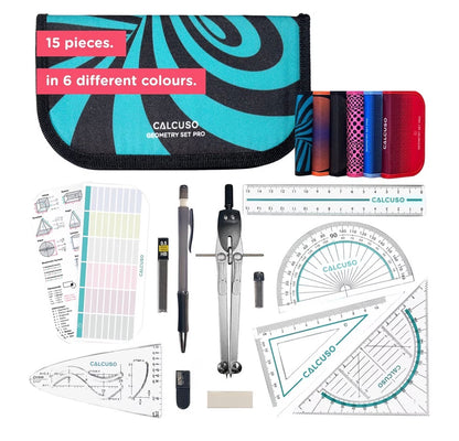 CALCUSO Geometry Set PRO with Compass & Protractor Blue Case