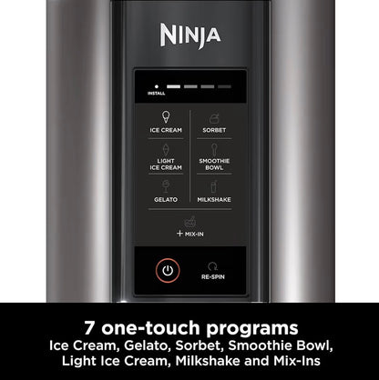 CREAMi Ice Cream Maker & Frozen Dessert Maker with 3 Tubs, 7 Programs, Makes Ice Cream, Gelato, Sorbet, Smoothie Bowl, Milkshakes and more, Black/Silver, Makes 1.4L of Ice Cream, NC300UK