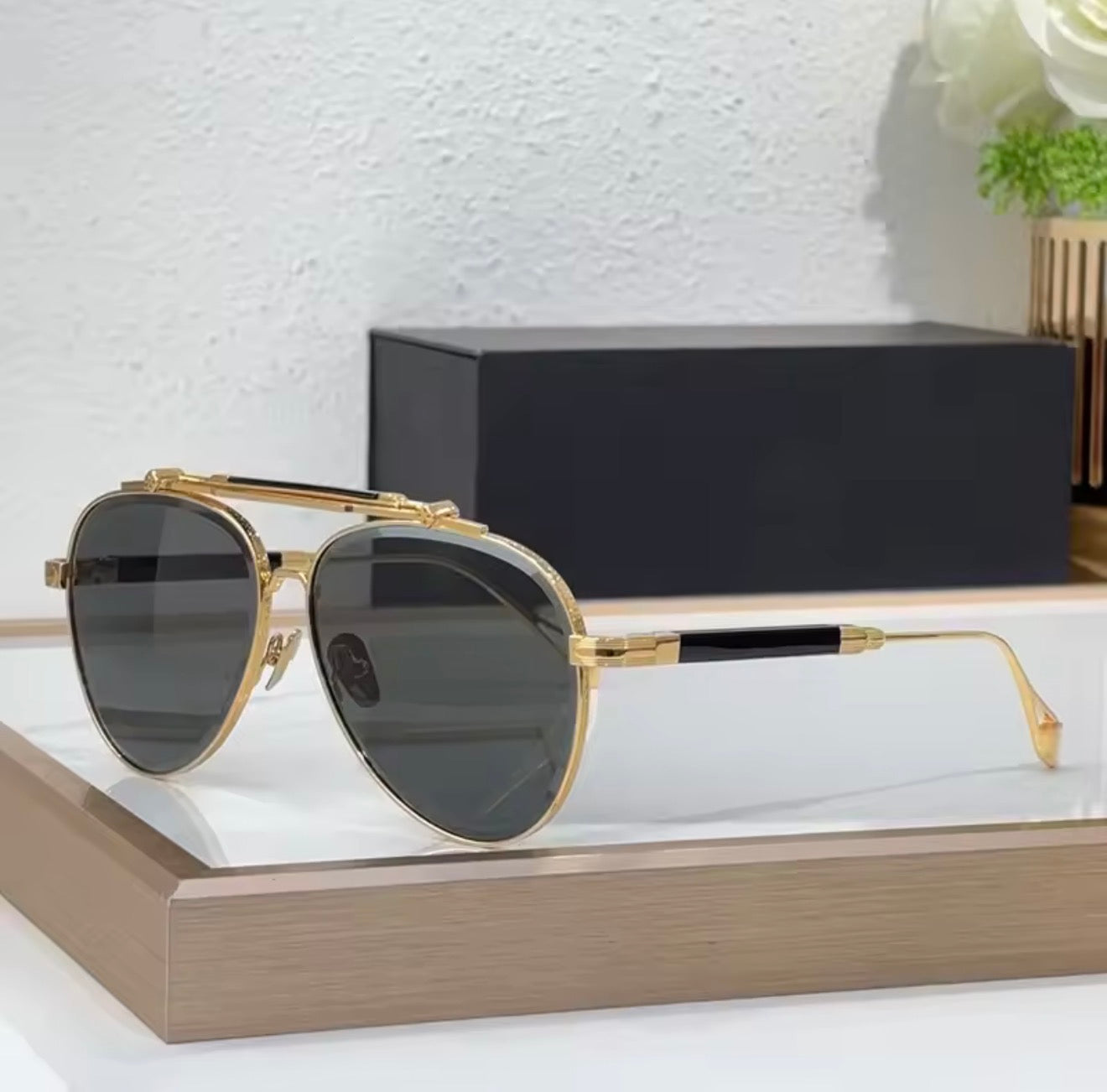 Z127 Germany Big Oval Sunglasses Gradient Uv400 Handmade Alloy High Quality Men and Women High Quality Eyeglasses with Case