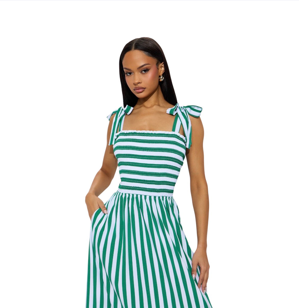 Gracie Striped Maxi Dress Green Combo