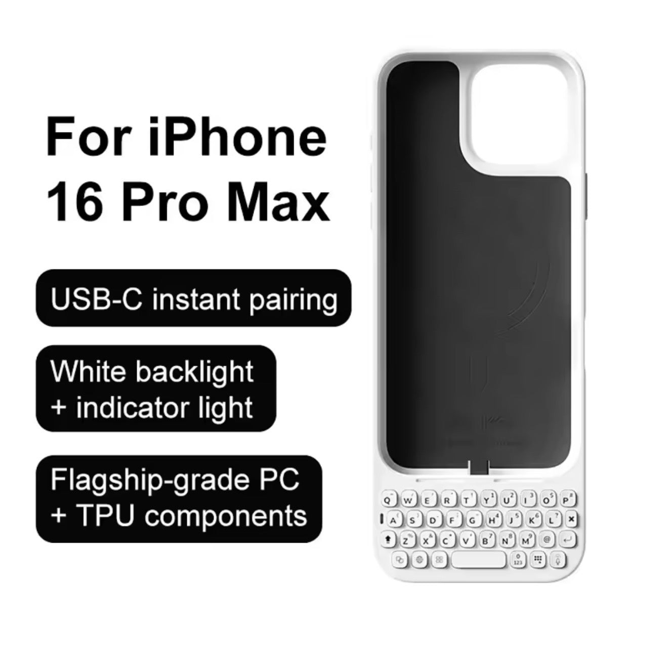 MetaKey Mobile Phone Case With Keyboard PU TPU with Magnetic Support 37 Keys Mini Phone Keyboard For iPhone 16Pro Max 17 Pro Max