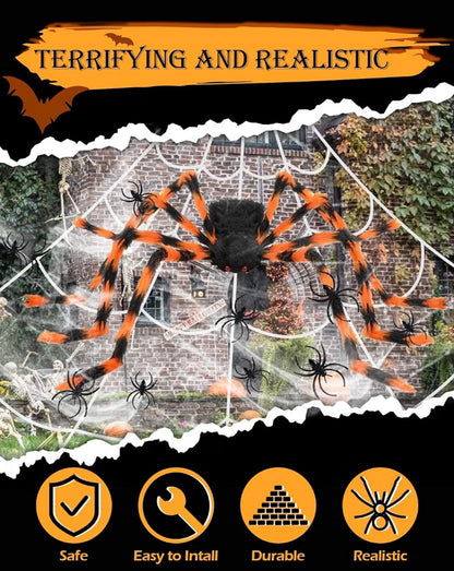 Halloween Decorations Set | Orange Spider Balloons, Banners & Streamers