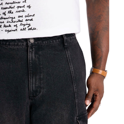 Clean Pocket Baggy Cargo Jeans Black Wash
