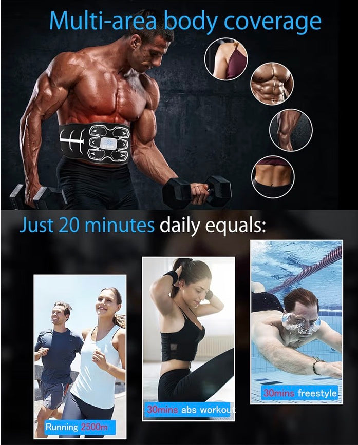 ABS Trainer EMS Muscle Stimulator 6 Modes 30 Intensity Levels