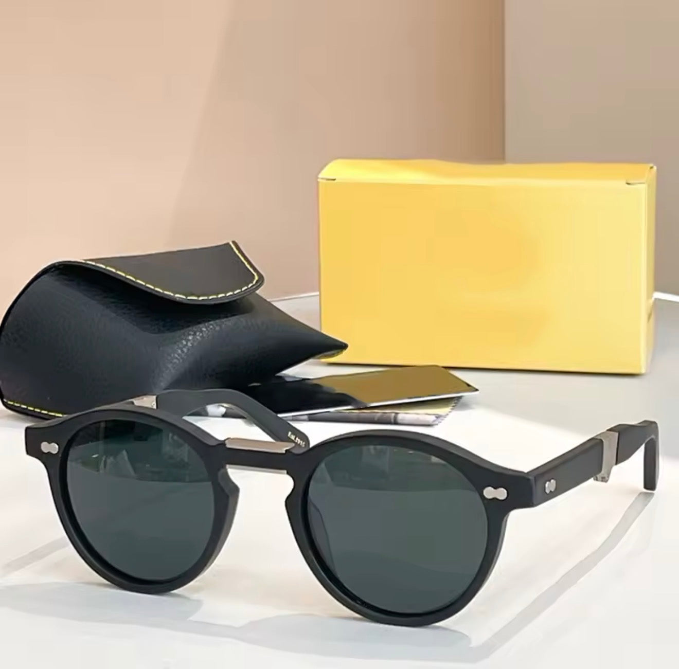 FOLD Round Acetate Foldable Sunglasses for Men and Women High Quality UV400 Outdoor Optical Prescription Classical Eyeglasses
