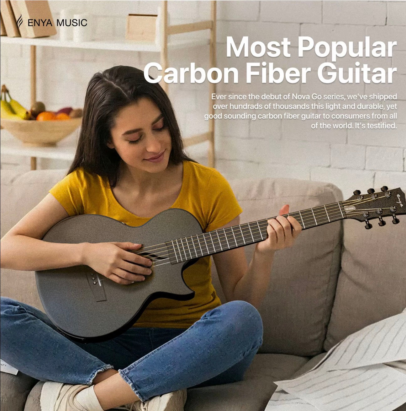 NOVA GO SP1 Carbon Fibre Acoustic Electric Travel Guitar