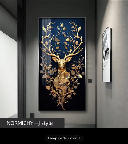 Deer LED Crystal Porcelain Wall Lamp – Artistic Wall Light for Interior Elegance