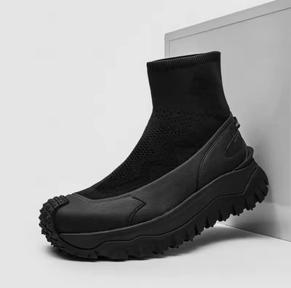 European Station Autumn/Winter New Splicing Men Boots Knitted Height Increase Naughty  Handsome Chelsea Fashion Boots
