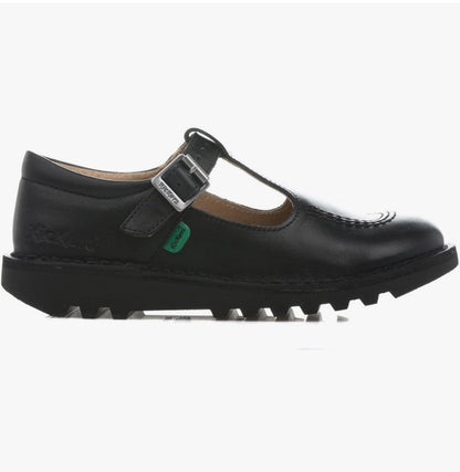 Kickers Girls’ Kick T Bar Black School Shoes