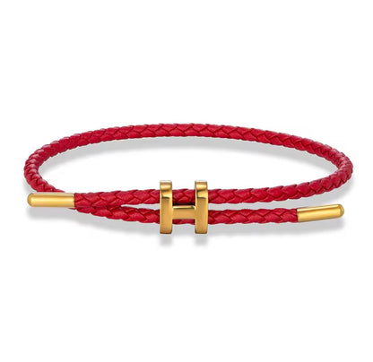 MKENDN Adjustable 3mm Red Braided Leather Bracelet for Men & Women Stainless Steel Jewelry Classic Simple Unisex Couple Gift