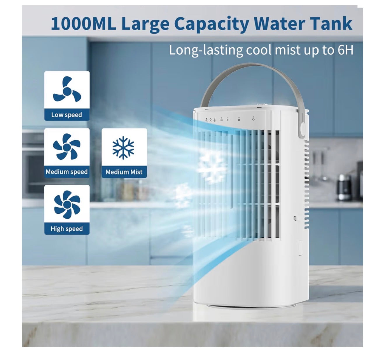 Portable Air Conditioner 1000ML Cool Mist Air Cooler with LED Light