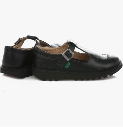 Kickers Girls’ Kick T Bar Black School Shoes