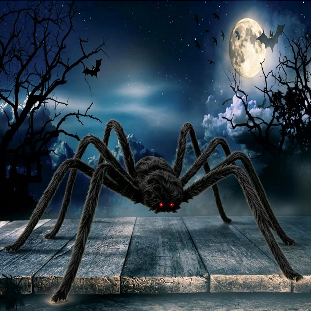 Giant Halloween Spider Web & 59-Inch Spider Decoration Set | 200-Inch Web