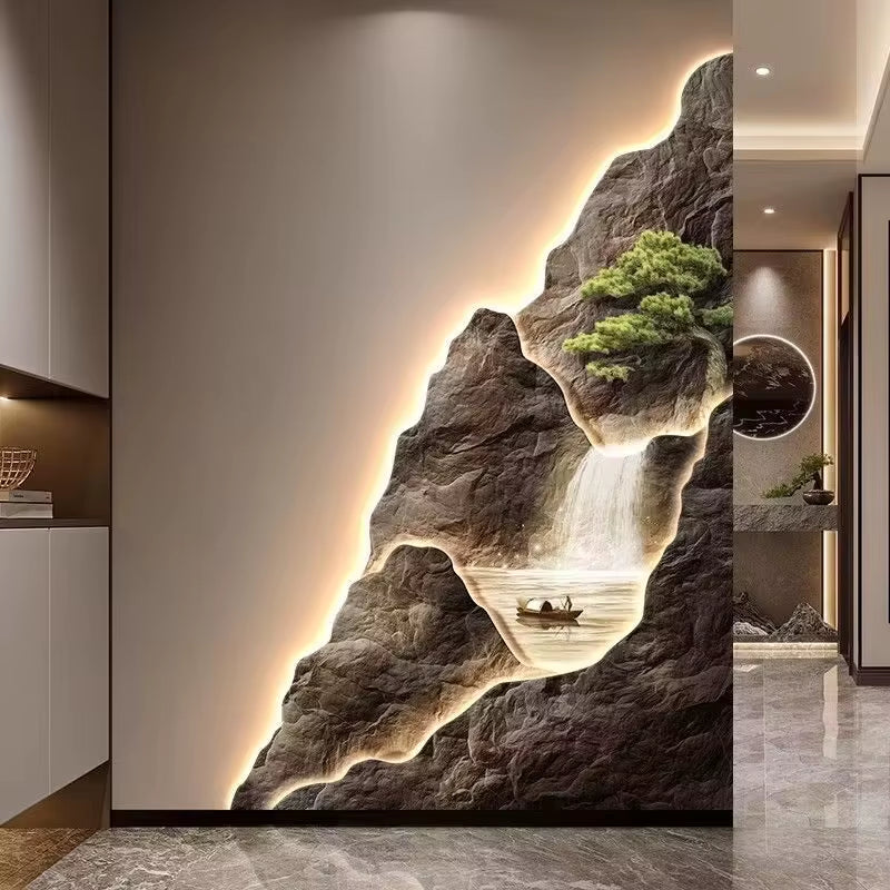 2024 New Flow Generating Wealth, Entrance Decoration Painting, High End Corridor Mural, Landscape Hanging Painting