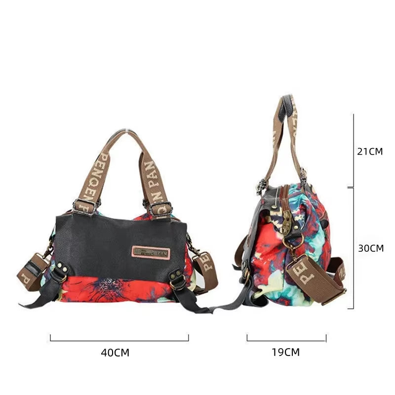 Jamhoo Vintage Leather Women Handbags Shoulder Bag Women'S Large Capacity Canvas Crossbody Bag New Portable Messenger Tote Bag