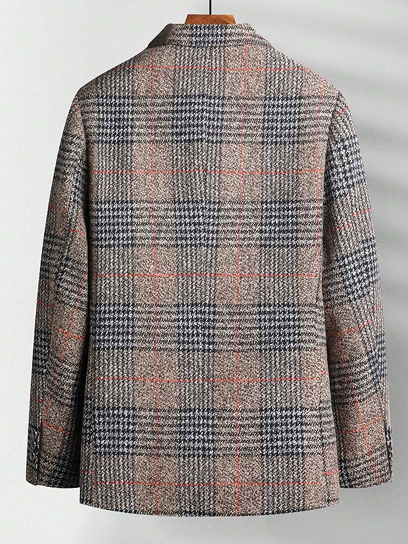 Men Plaid Print Lapel Neck Blazer without Tee