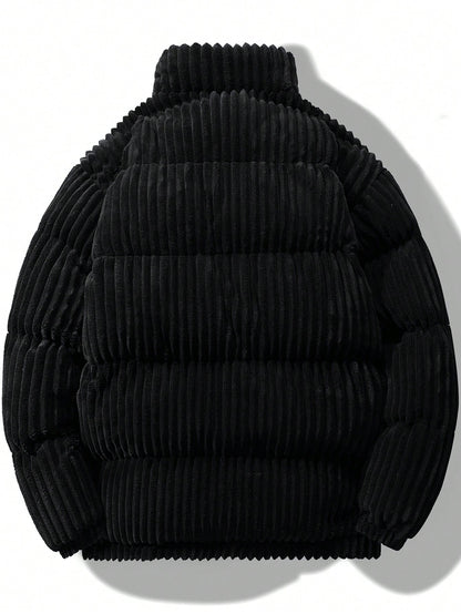 Manfinity Homme Oversized Men'S Zip-Up Corduroy Padded Coat
