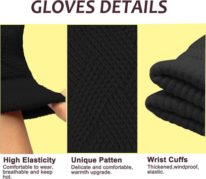 Winter Gloves for Women Ladies Warm Thermal Touch Screen Knit Soft Fleece Line Snow Thick Gloves Gifts