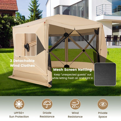 6-Sided Instant Setup Camping Gazebo with Portable Carrying Bag