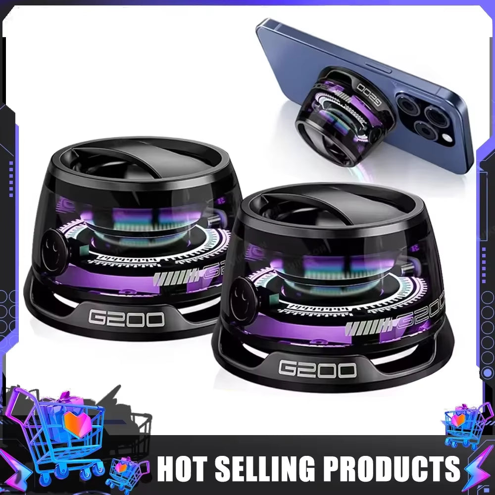 G200 Portable Bluetooth Speaker with RGB Lighting, Magnetic Design, Bluetooth 5.3 Technology, Compact Sound Box, 7-Hour Playback, and Integrated Phone Holder