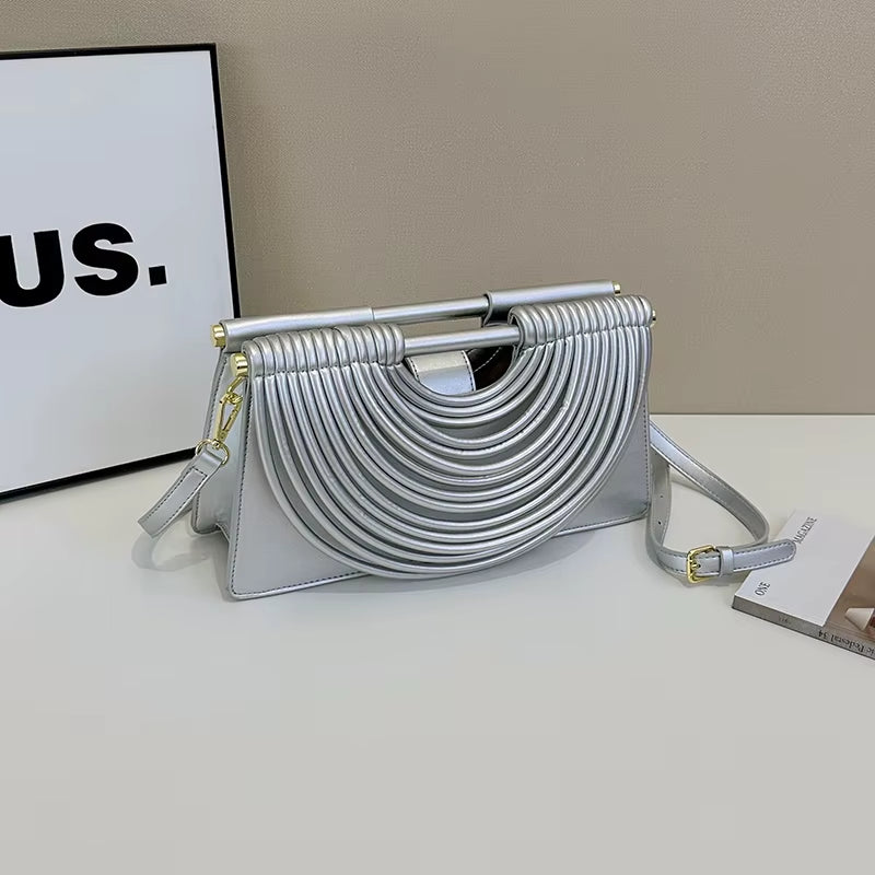 Branded Luxury Evening Clutch Purse for Women Noodles Design Golden Crossbody Bag for Wedding Dinner Party Designer Handbag 2025
