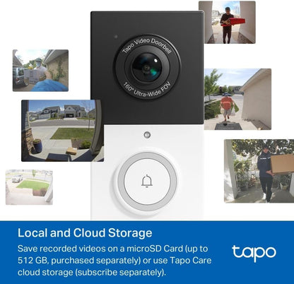 TD21 Battery Video Doorbell Wireless 2K 3MP Ultra-Clear Doorbell Camera, Ring Chime Included, Color Night, 160°DFOV Ultra-Wide, Tp-Link Free AI Detection,Ip65, 6-Month Battery,No Monthly Fee