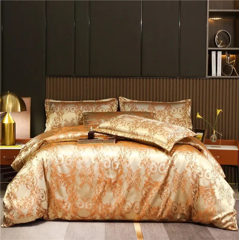 3Pcs Duvet Cover and Pillow Case Set No Filling,European Light Luxury Type Skin-Friendly Soft Fabric,For Family Bedroom Bedding
