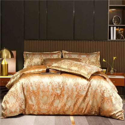 3Pcs Duvet Cover and Pillow Case Set No Filling,European Light Luxury Type Skin-Friendly Soft Fabric,For Family Bedroom Bedding