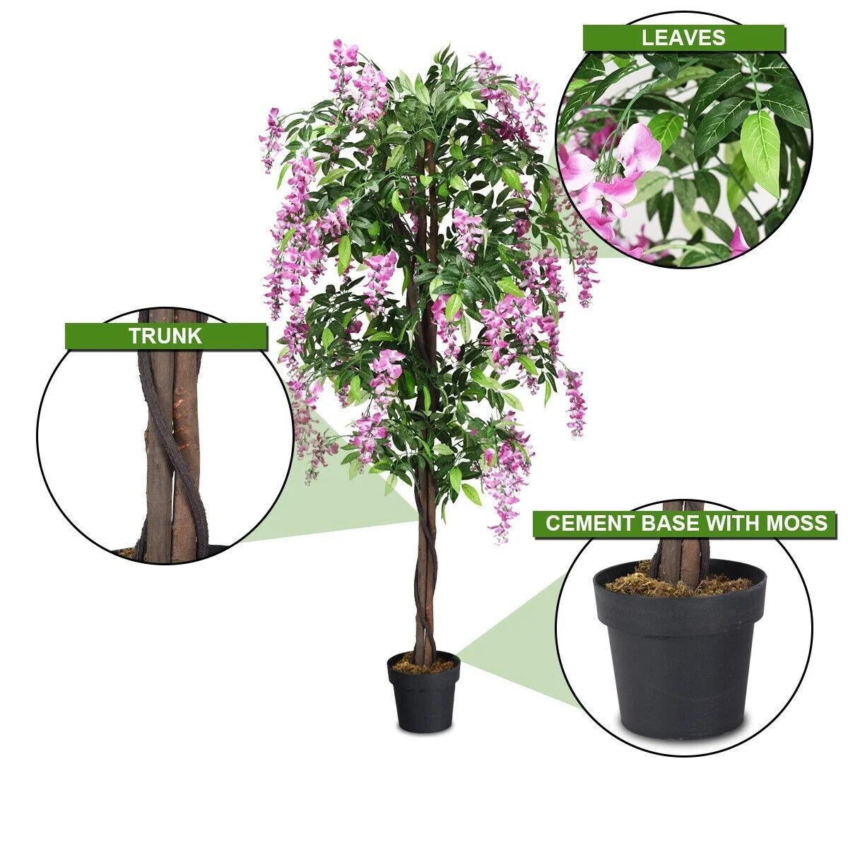 Elegant 180CM Artificial Wisteria Tree for Luxurious Living Room and Office Decoration