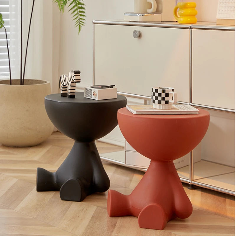 INS Cream Wind Coffee Table Nordic Plastic Sofa Side Tables Bedroom Bedside Tables Living Room Furniture round Small Low Stool